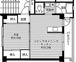 ビレッジハウス境港第二1号棟 1LDKの間取図画像