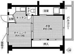 ビレッジハウス八浜2号棟 1DKの間取図画像