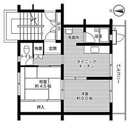 ビレッジハウス高知1 2DKの間取図画像