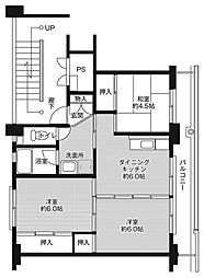 ビレッジハウス楠島1号棟 5階3DKの間取り