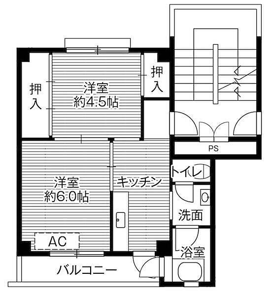 ビレッジハウス琴海1号棟 0407｜長崎県長崎市西海町(賃貸マンション2K・4階・33.61㎡)の写真 その2