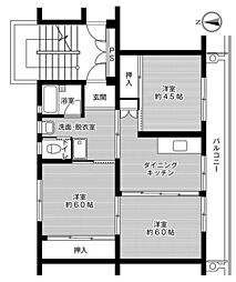 ビレッジハウス松原1号 3DKの間取図画像