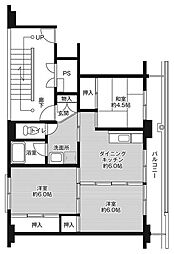 ビレッジハウス愛野1号棟 3DKの間取図画像