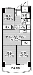 ビレッジハウス香椎浜タワー 3DKの間取図画像