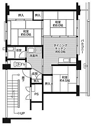 ビレッジハウス矢上1棟 3DKの間取図画像