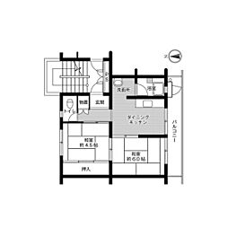 ビレッジハウス栗面1棟 2DKの間取図画像