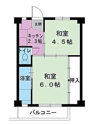 ビレッジハウス沼小柳5号棟 2Kの間取図画像