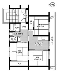 ビレッジハウス広田4 3DKの間取図画像