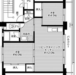 ビレッジハウス白川2号棟 2LDKの間取図画像