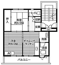 ビレッジハウス近見1号棟 2DKの間取図画像