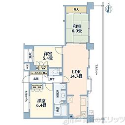 サンクタス南千里 3LDKの間取図画像