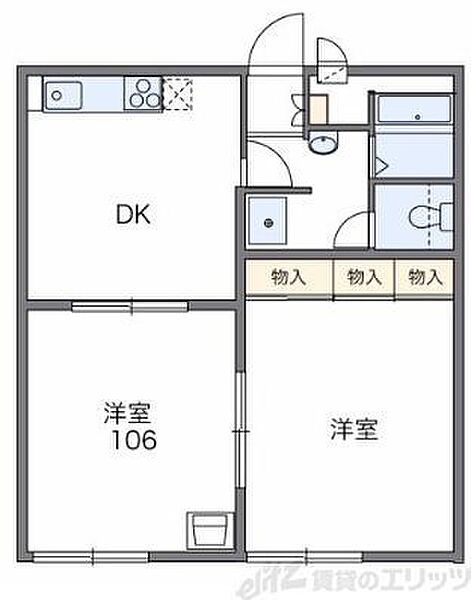 レオパレスパーシモン　辻子 209｜大阪府高槻市辻子３丁目(賃貸アパート2DK・2階・46.37㎡)の写真 その2