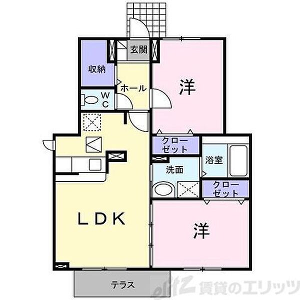 コンフォートハイム 102｜大阪府高槻市西真上２丁目(賃貸アパート2LDK・1階・56.83㎡)の写真 その2