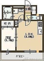 ブランシェトワ 1LDKの間取図画像