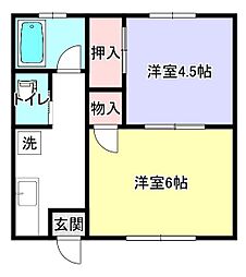 中台ハイツ第2 2Kの間取図画像