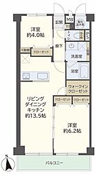 ライオンズマンション五反野第3 2LDKの間取図画像