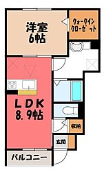 ペイサージュ宮前 1LDKの間取図画像