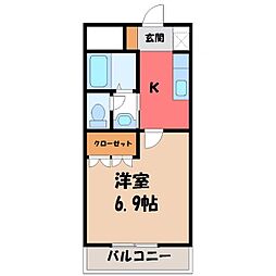 メゾン・グラース 1Kの間取図画像
