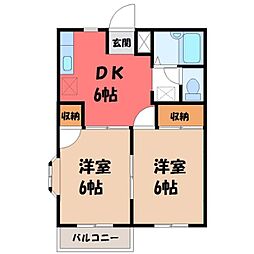 エルディム田幸 2DKの間取図画像
