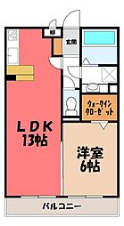 グランメール北鴻巣 1LDKの間取図画像