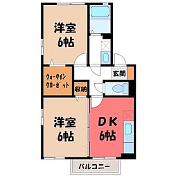 グランメール桜町A 2DKの間取図画像