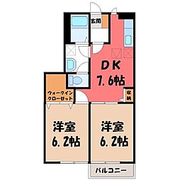 グレイス1 2DKの間取図画像
