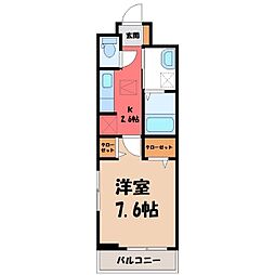 ブリラーレ 1Kの間取図画像