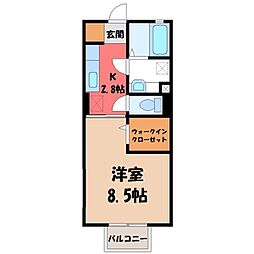 JR東北本線 古河駅 徒歩12分の賃貸アパート 1階1Kの間取り