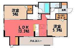 東松山市和泉町アパート 2LDKの間取図画像
