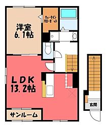 熊谷市肥塚アパート 1LDKの間取図画像