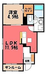 熊谷市肥塚アパート 1LDKの間取図画像
