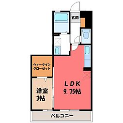 パーシモン 1LDKの間取図画像