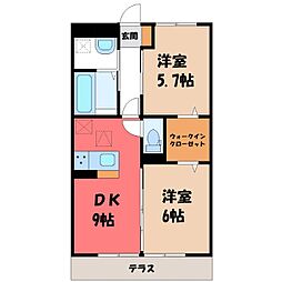 アネックス曙町 2DKの間取図画像