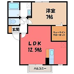 ローリエB 1LDKの間取図画像