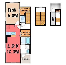 カーサセレーノ 1LDKの間取図画像