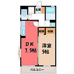 ハイム九曜3 1DKの間取図画像