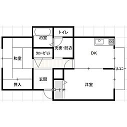 シティパル小森E 2DKの間取図画像