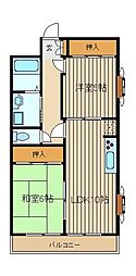 ゆたか壱番館 2LDKの間取図画像