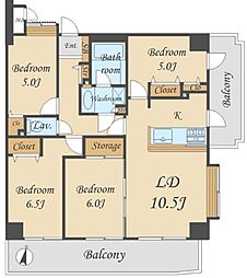 ダイアパレス新小岩親水公園 4LDKの間取図画像