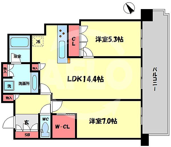 ザ・パークハウス中之島タワー ｜大阪府大阪市北区中之島6丁目(賃貸マンション2LDK・27階・65.14㎡)の写真 その2