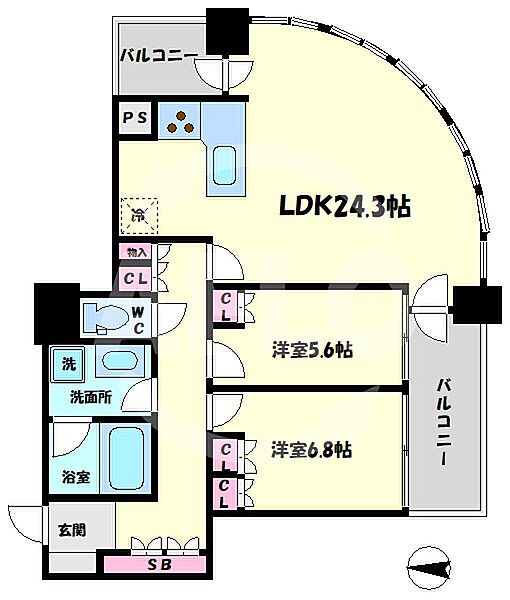 ザ・梅田タワー ｜大阪府大阪市北区鶴野町(賃貸マンション2LDK・9階・89.46㎡)の写真 その2