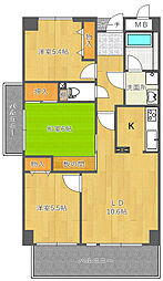千里山東一番館 3LDKの間取図画像