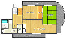 山田マンションビューテラス 2LDKの間取図画像
