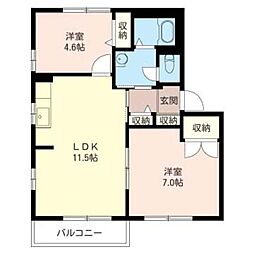フォーレスM・K 2LDKの間取図画像