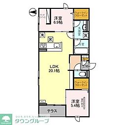 プラウドコート 2LDKの間取図画像