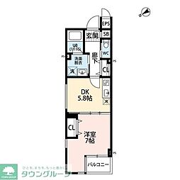 プレール・ドゥーク成増2 1DKの間取図画像