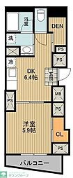 ハイグレード椿 1DKの間取図画像