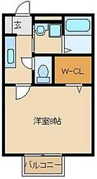サンライズ 1Kの間取図画像