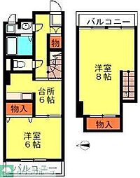 ビラ・ウェルス 2DKの間取図画像