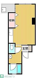 大山パールマンション ワンルームの間取図画像